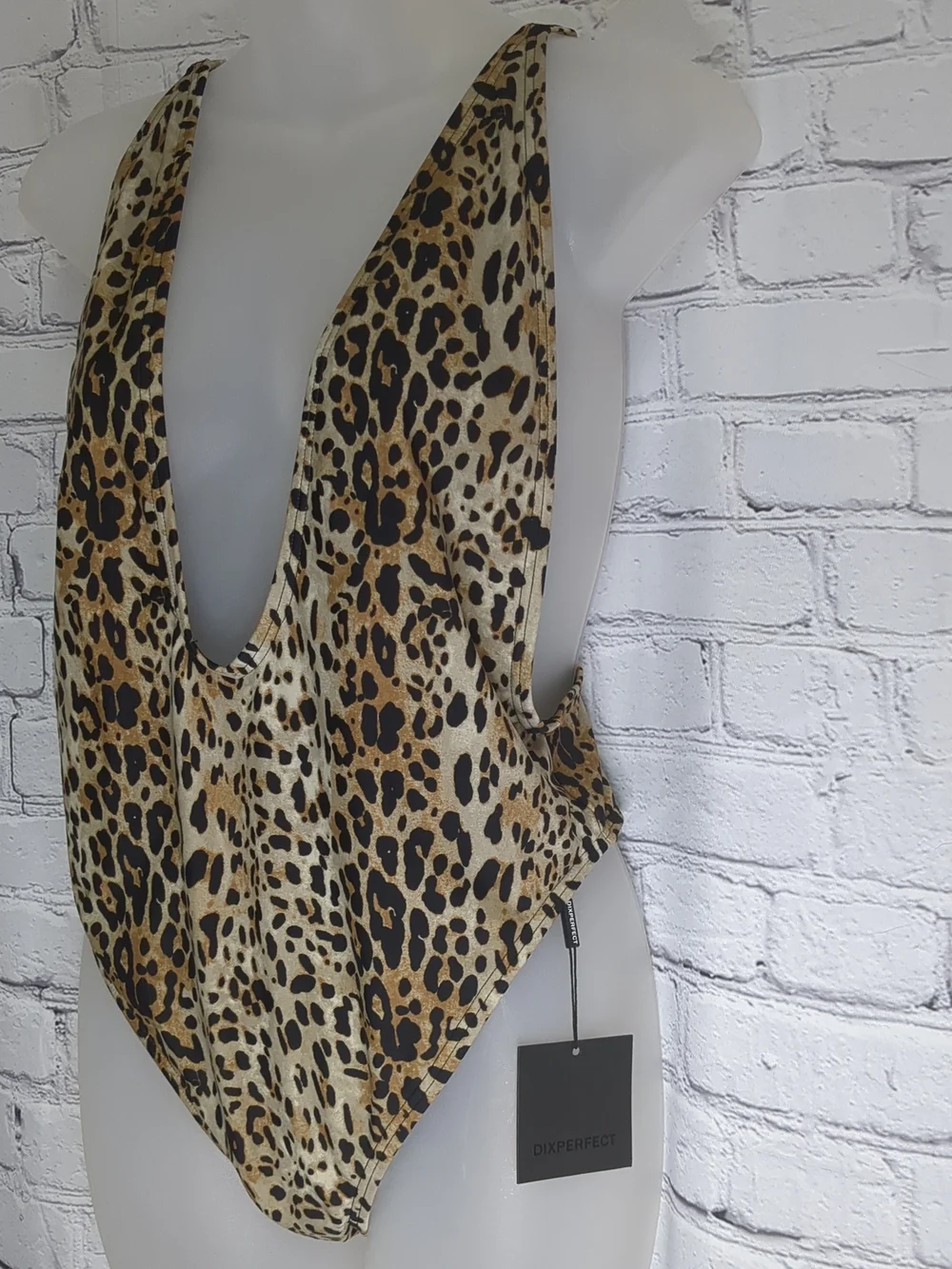 Leopard Print Deep V One-Piece Swimsuit